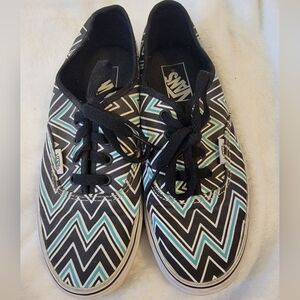 Vans Teal/ Black Geometric Design.  Size 7.5